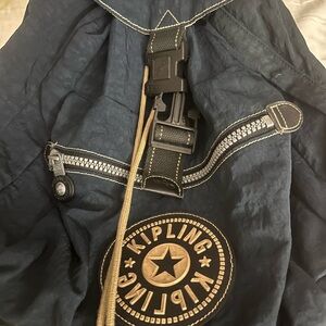 Kipling Navy Backpack with Tan Accents